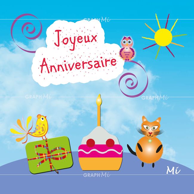 Carte Anniversaire Chat Gateau Graphmi